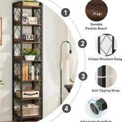 Tribesigns Corner Shelves|Corner Shelves*7-Tier Corner Shelf, 78.7