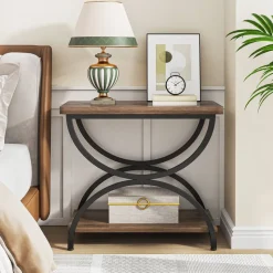 Tribesigns End & Side Tables*2-Tier End Table, Rectangular Side Table with Stylish Metal Frame