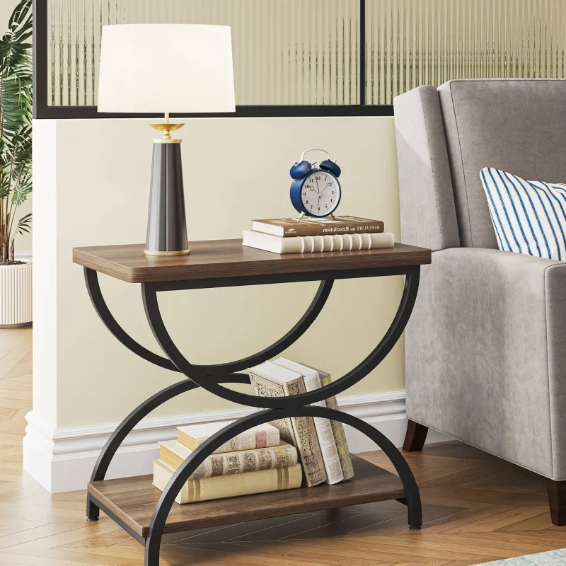 Tribesigns End & Side Tables*2-Tier End Table, Rectangular Side Table with Stylish Metal Frame