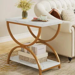 Tribesigns End & Side Tables*2-Tier End Table, Rectangular Side Table with Stylish Metal Frame