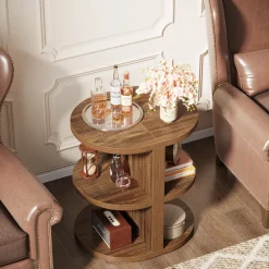 Tribesigns End & Side Tables*3-Tier Half-Round End Table, Semi-circular Side Table for Living Room