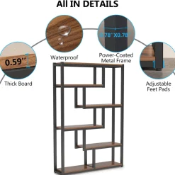 Tribesigns Bookcases & Bookshelves|Bookcases & Bookshelves*5-Tier Industrial Bookshelf, Vintage Etagere Bookcase