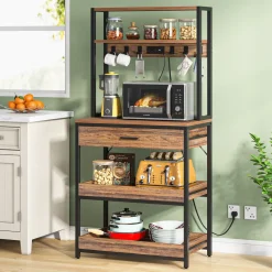 Tribesigns Baker's Racks|Baker's Racks*5-Tier Kitchen Baker's Rack with Power Outlets, Drawer & Sliding Shelves