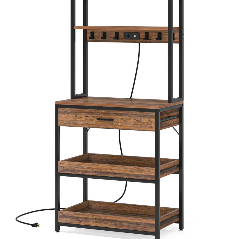 Tribesigns Baker's Racks|Baker's Racks*5-Tier Kitchen Baker's Rack with Power Outlets, Drawer & Sliding Shelves