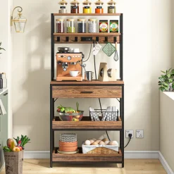 Tribesigns Baker's Racks|Baker's Racks*5-Tier Kitchen Baker's Rack with Power Outlets, Drawer & Sliding Shelves