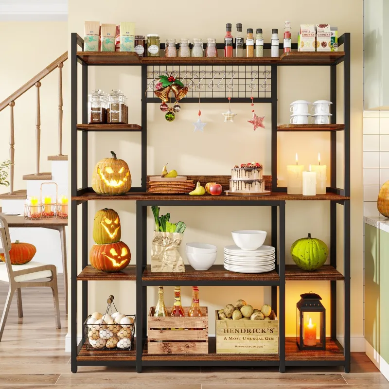 Tribesigns Baker's Racks|Baker's Racks*5-Tier Kitchen Baker's Rack, 55" Wide Kitchen Storage Shelf with 11 Hooks