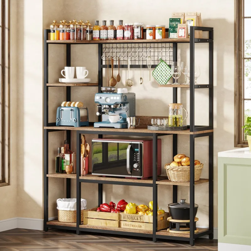 Tribesigns Baker's Racks|Baker's Racks*5-Tier Kitchen Baker's Rack, 55" Wide Kitchen Storage Shelf with 11 Hooks