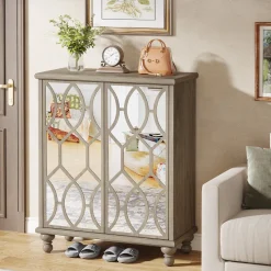 Tribesigns Shoe Racks & Cabinets|Shoe Racks & Cabinets*5-Tier Mirror Shoe Cabinet, Large Shoe Storage Organizer With Doors