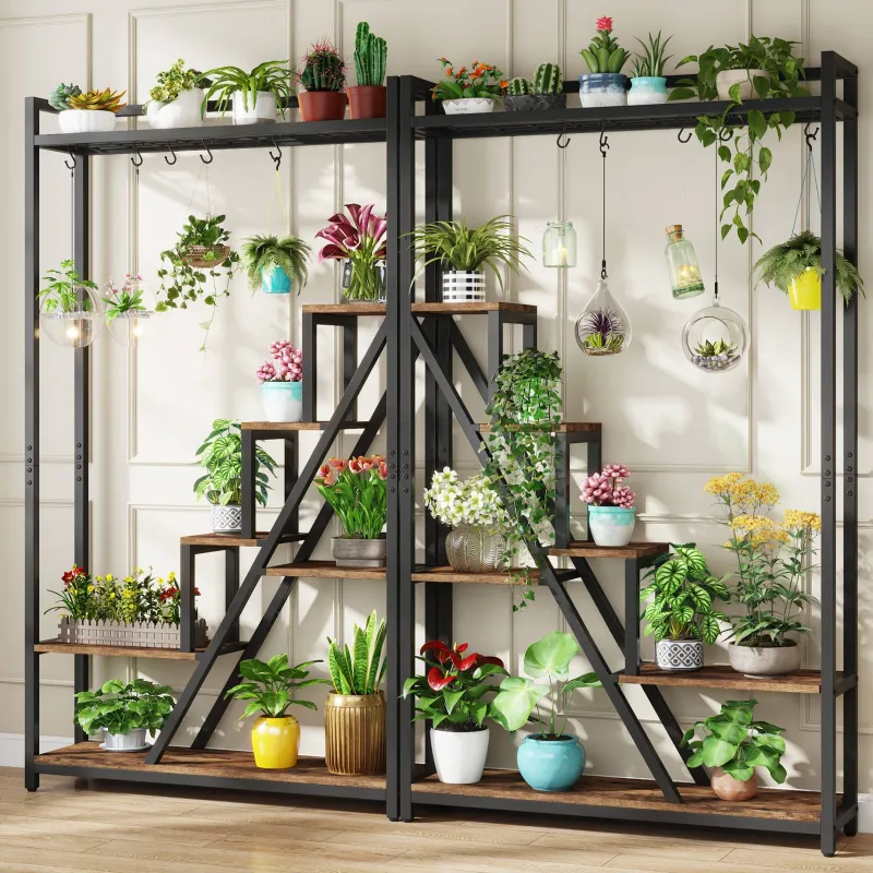 Tribesigns Plant Stands|Plant Stands*7-Tier Plant Stand, 70.9" Tall Flower Plant Shelf with 5 S-Hooks