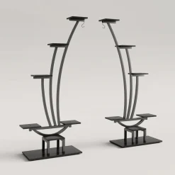 Tribesigns Plant Stands|Plant Stands*6-Tier Plant Stand Pack of 2, Metal Curved Display Shelf with 2 Hanging Hooks