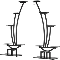 Tribesigns Plant Stands|Plant Stands*6-Tier Plant Stand Pack of 2, Metal Curved Display Shelf with 2 Hanging Hooks