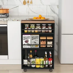 Tribesigns Kitchen Carts|Kitchen Carts*4-Tier Storage Cart, Slim Rolling Narrow Kitchen Cart for Small Place