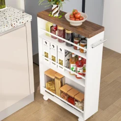 Tribesigns Kitchen Carts|Kitchen Carts*4-Tier Storage Cart, Slim Rolling Narrow Kitchen Cart for Small Place