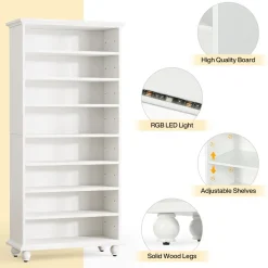 Tribesigns Shoe Racks & Cabinets|Shoe Racks & Cabinets*9-Tier Wood Shoe Cabinet Rack with LED Lighting & Solid Wood Legs