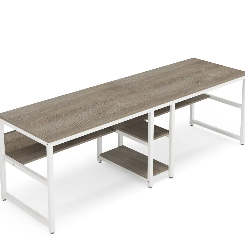 Tribesigns Desks*Two Person Desk, 78.7" Computer Double Desk with Bookshelf