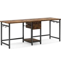 Tribesigns Desks*Two Person Desk, 78’’ Double Computer Desk with Drawers