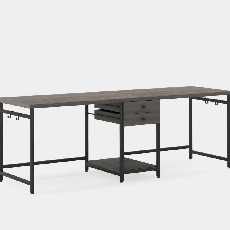 Tribesigns Desks*Two Person Desk, 78’’ Double Computer Desk with Drawers