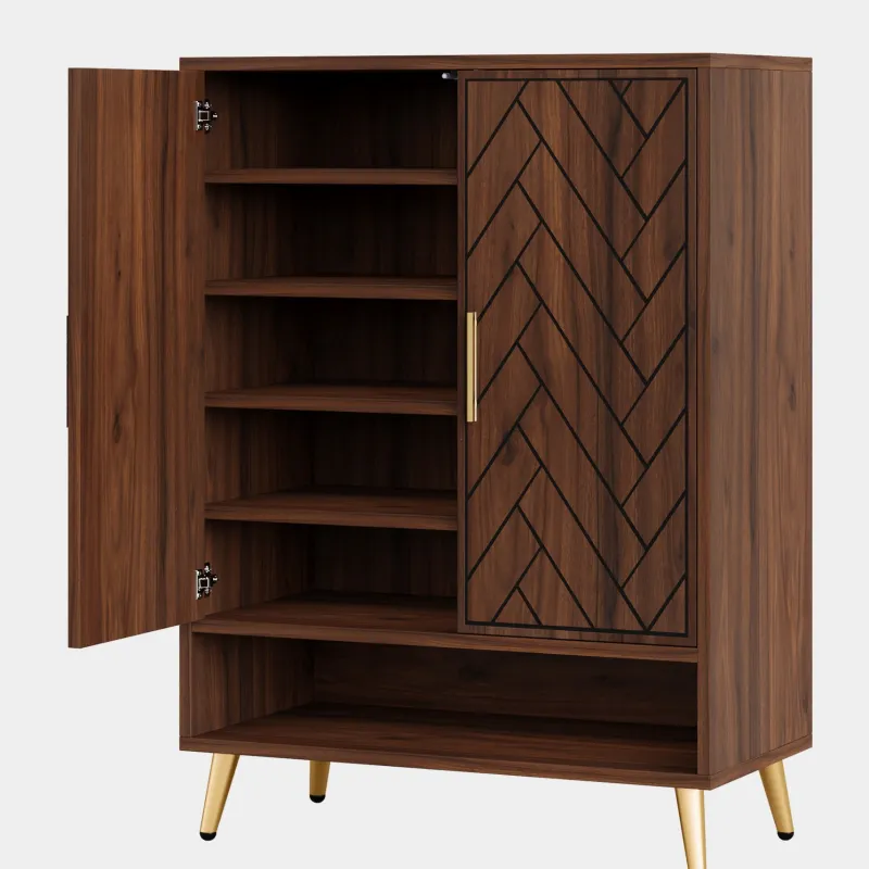 Tribesigns Shoe Racks & Cabinets|Shoe Racks & Cabinets*Walnut Shoe Cabinet, 6-Tier Wooden Shoe Organizer with Adjustable Shelves