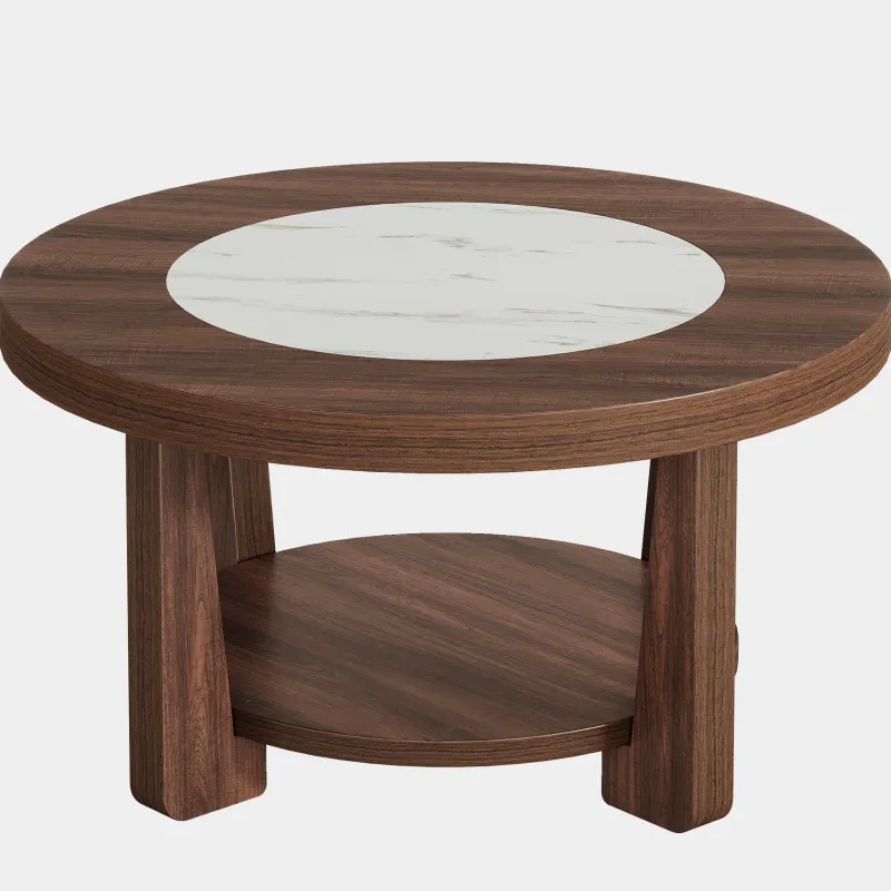 Tribesigns Coffee Tables*Wood Coffee Table, Round 2 - Tier Accent Center Table