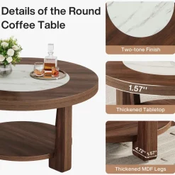 Tribesigns Coffee Tables*Wood Coffee Table, Round 2 - Tier Accent Center Table