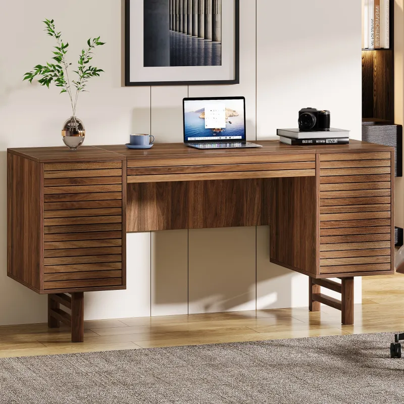 Tribesigns Desks*Wood Computer Desk, 59" Home Office Desk with Drawers