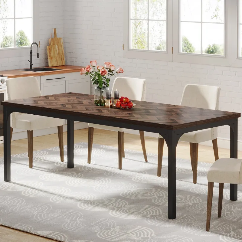 Tribesigns Dining Tables*Wood Dining Table, 70.9" Farmhouse Kitchen Dinner Table for 6-8