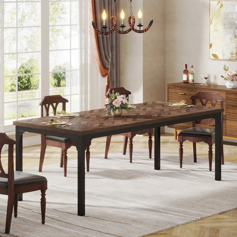 Tribesigns Dining Tables*Wood Dining Table, 70.9" Farmhouse Kitchen Dinner Table for 6-8