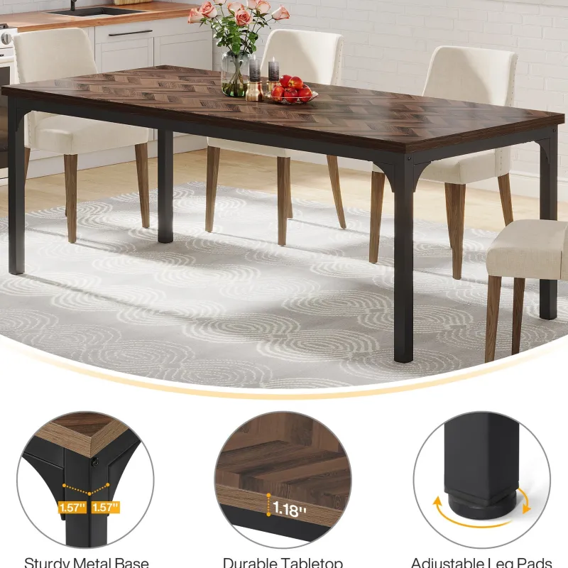Tribesigns Dining Tables*Wood Dining Table, 70.9" Farmhouse Kitchen Dinner Table for 6-8