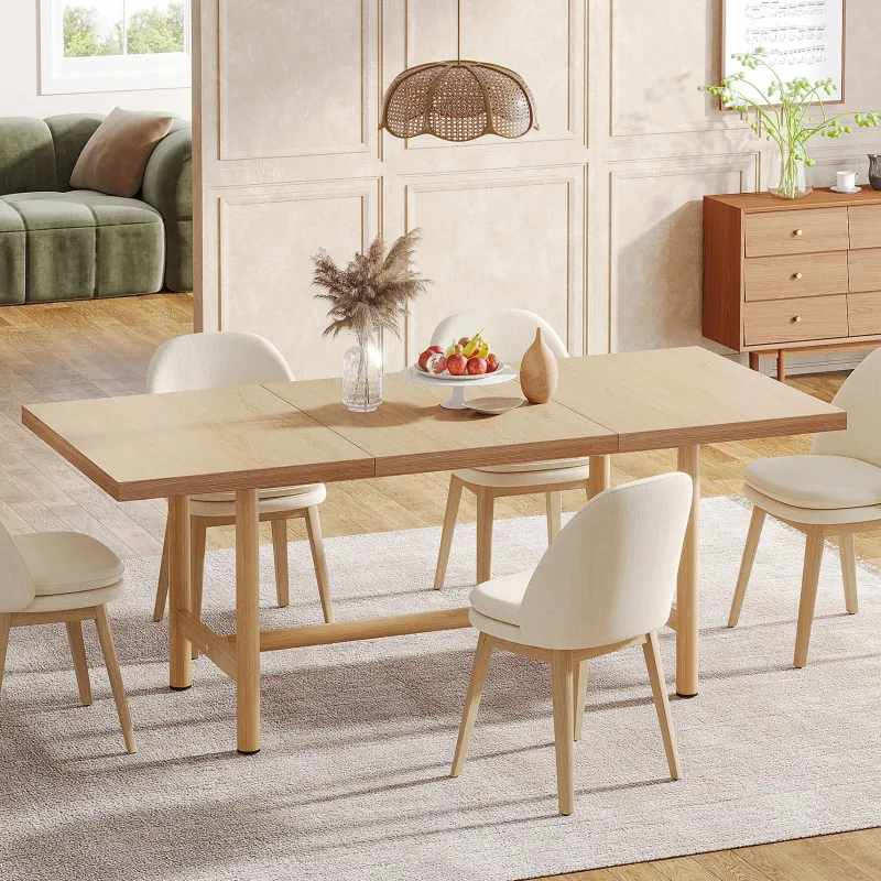 Tribesigns Dining Tables*Wood Dining Table, 63" Farmhouse Kitchen Dinner Table for 6 People