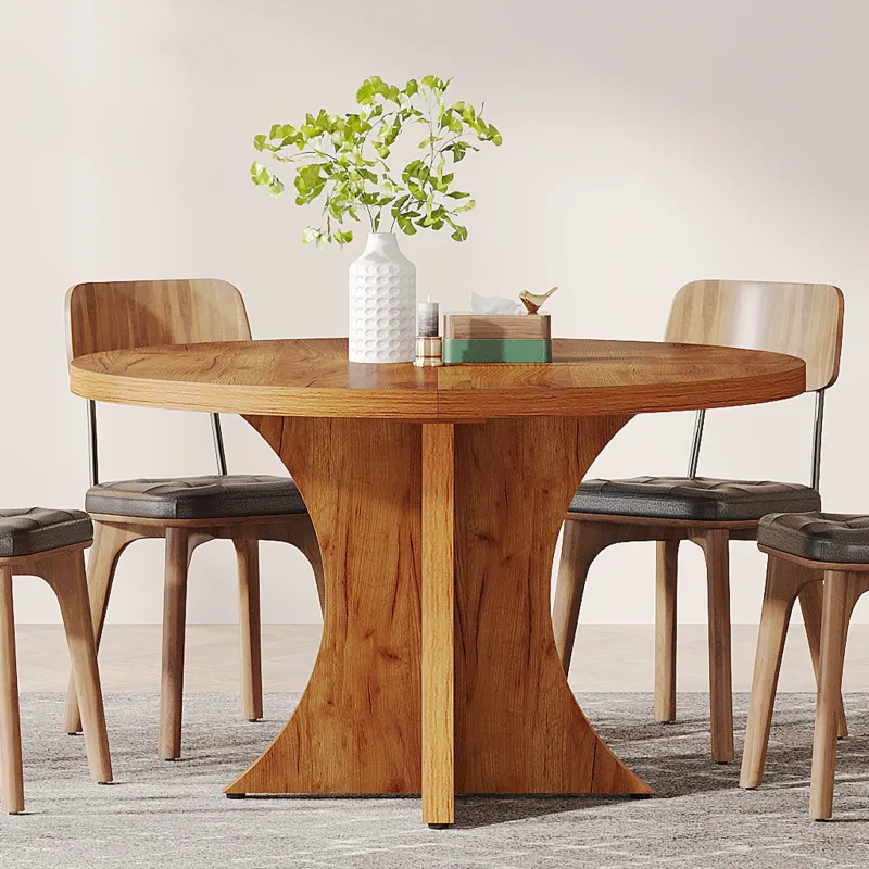 Tribesigns Dining Tables*Wood Dining Table, 47.24 Inches Round Kitchen Table for 4-6