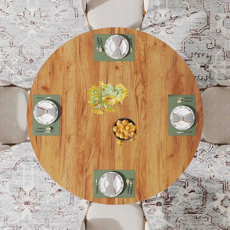 Tribesigns Dining Tables*Wood Dining Table, 47.24 Inches Round Kitchen Table for 4-6