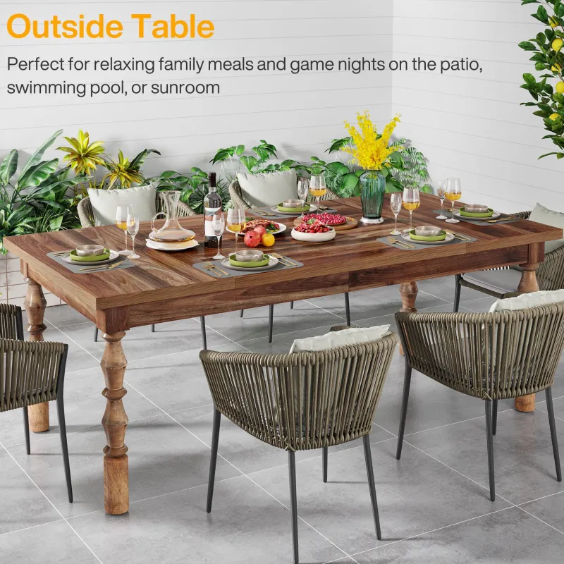 Tribesigns Dining Tables*Wood Dining Table, 62” Large Kitchen Table with Carved Turned Legs for 4-6 People