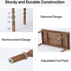 Tribesigns Dining Tables*Wood Dining Table, 62” Large Kitchen Table with Carved Turned Legs for 4-6 People