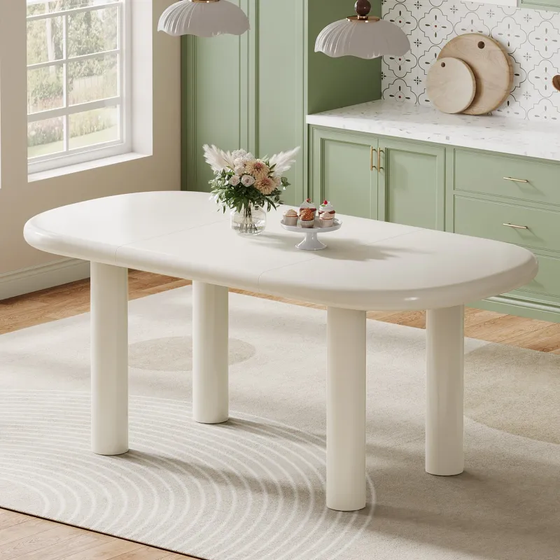Tribesigns Dining Tables*Wood Dining Table, 63" Modern Oval Kitchen Table for 4 - 6 People