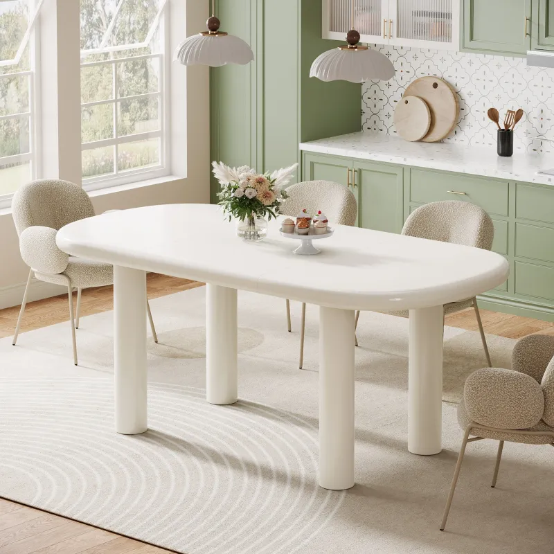 Tribesigns Dining Tables*Wood Dining Table, 63" Modern Oval Kitchen Table for 4 - 6 People