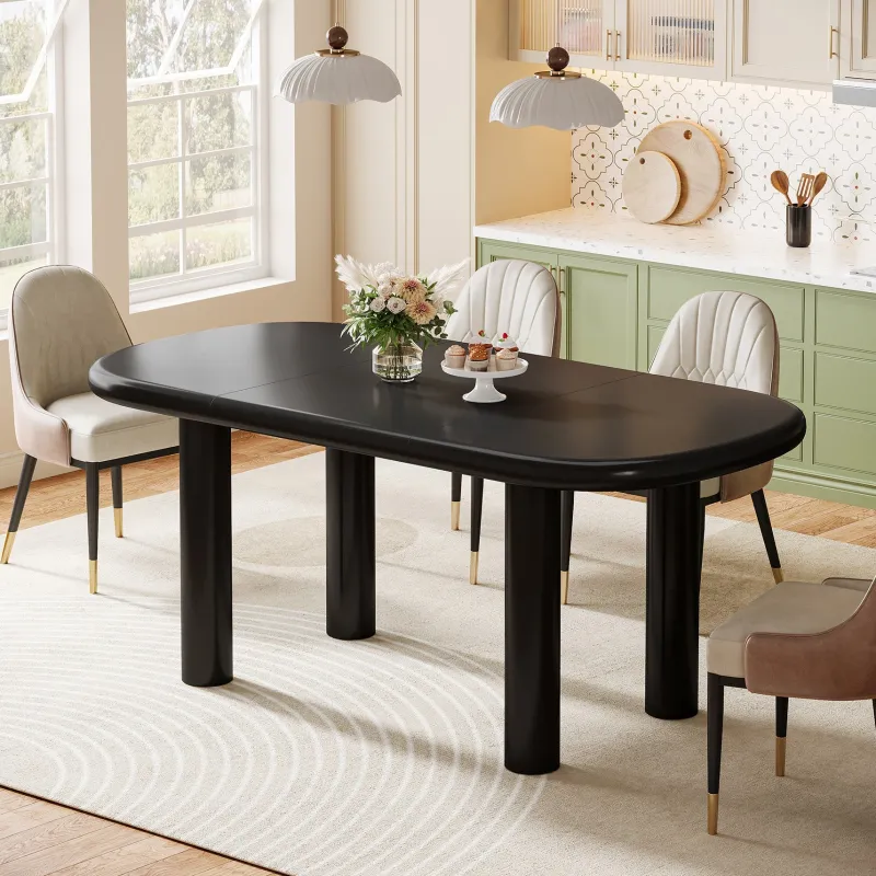 Tribesigns Dining Tables*Wood Dining Table, 63" Modern Oval Kitchen Table for 4 - 6 People