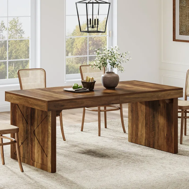 Tribesigns Dining Tables*Wood Dining Table, 63" Rustic Rectangular Kitchen Table