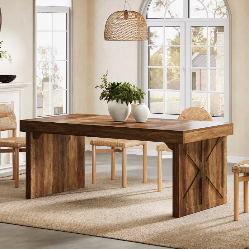 Tribesigns Dining Tables*Wood Dining Table, 63" Rustic Rectangular Kitchen Table