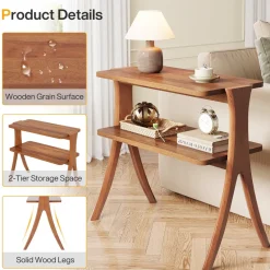 Tribesigns End & Side Tables*Wood End Table, Farmhouse Side Table with 2 - Tier Storage Shelf