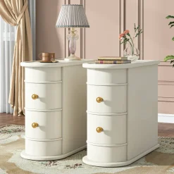 Tribesigns Nightstands*Wood End Table, Narrow Side Table Nightstand with 2 Drawers