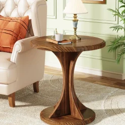 Tribesigns End & Side Tables*Wood End Table, Round Sofa Side Table Vintage Nightstand