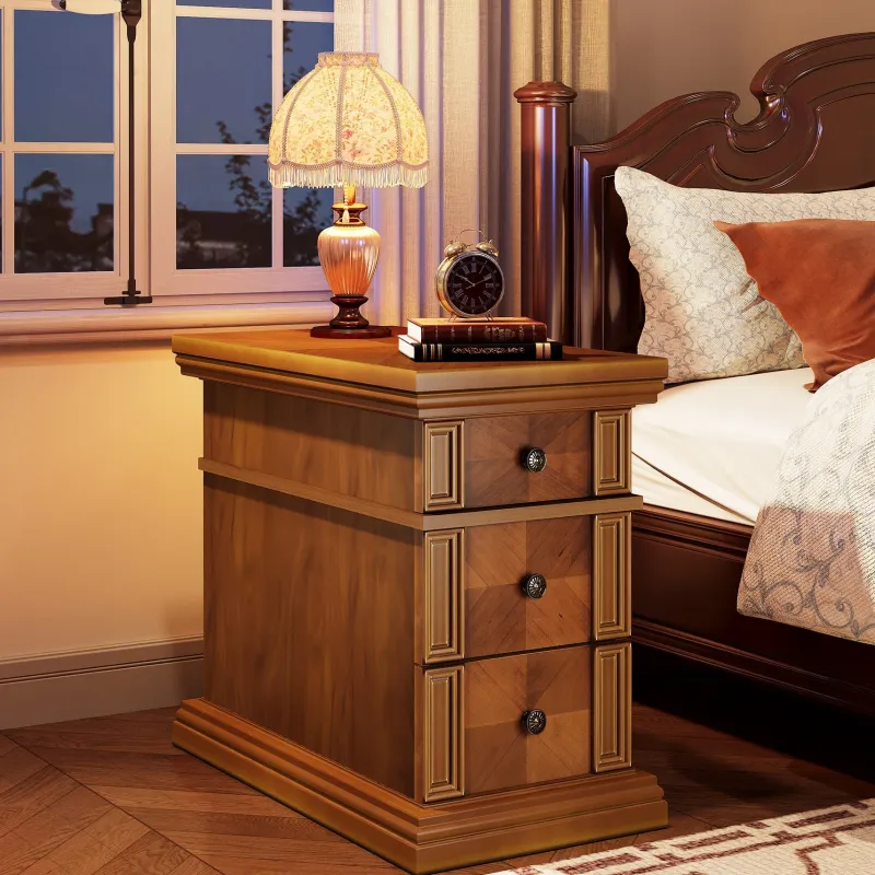 Tribesigns Nightstands*Wood End Table, Sofa Side Table Nightstand with 3 Drawers