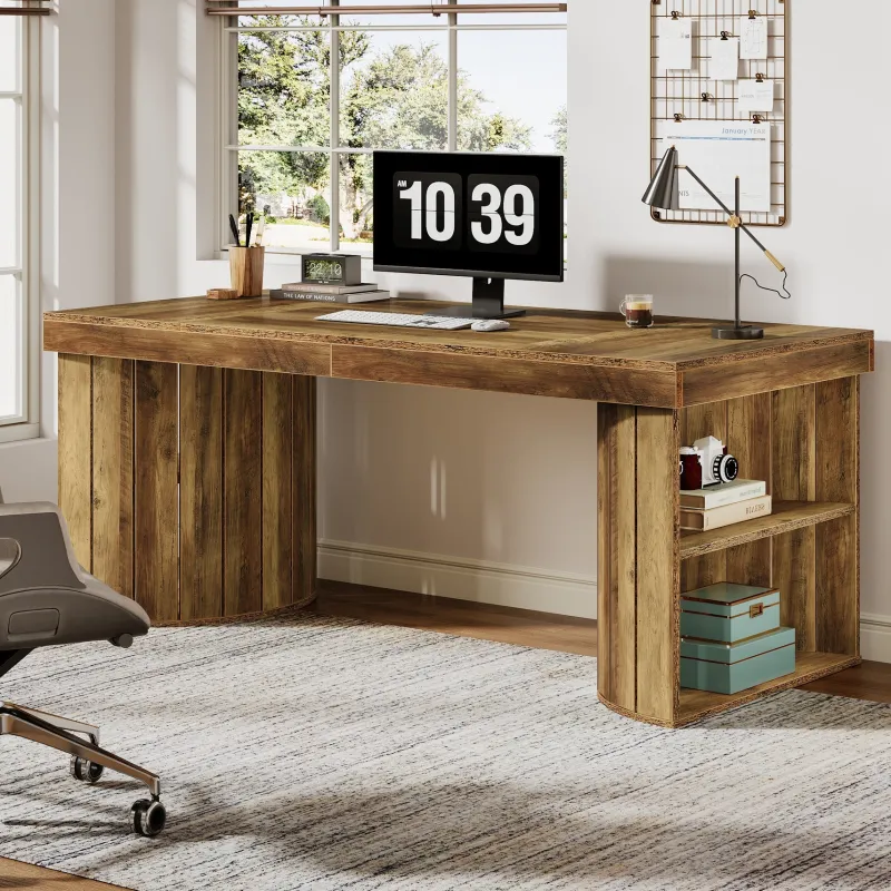 Tribesigns Desks*Wood Executive Desk, 63" Computer Desk Office Desk with Storage