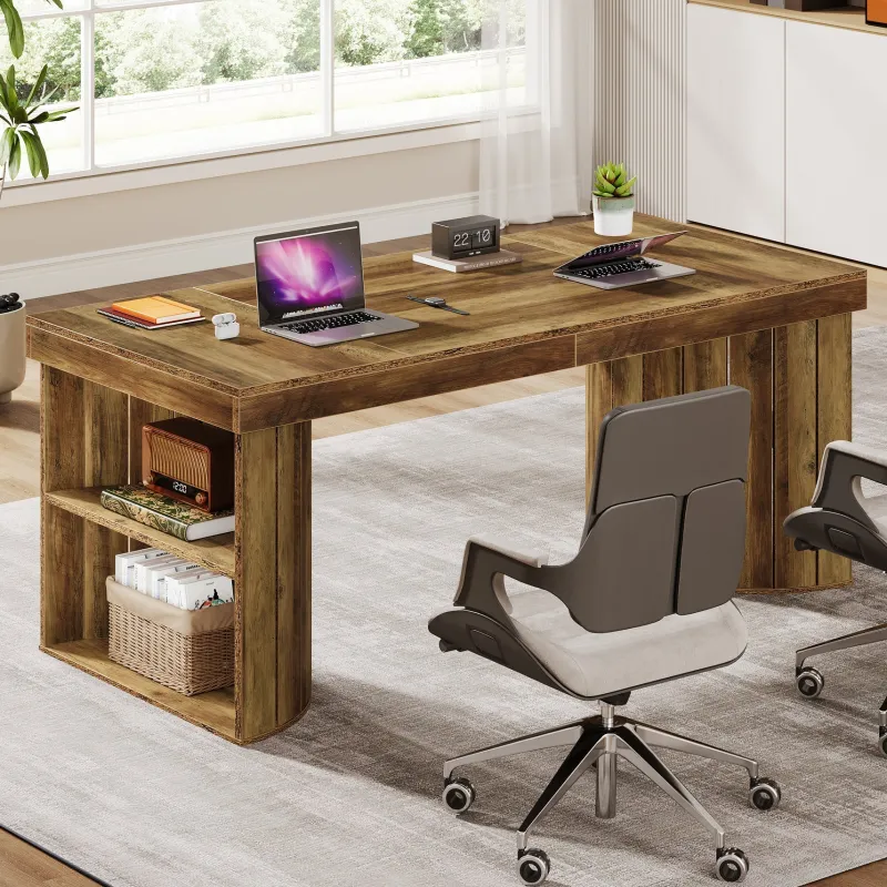 Tribesigns Desks*Wood Executive Desk, 63" Computer Desk Office Desk with Storage