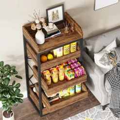 Tribesigns Baker's Racks|Baker's Racks*Wood Fruit and Vegetable Storage Rack Basket Stand with 5 Drawers