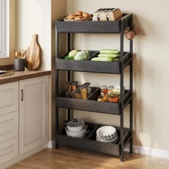 Tribesigns Baker's Racks|Baker's Racks*Wood Fruit Vegetable Storage Rack Stand, 4-Tier Storage Organizer