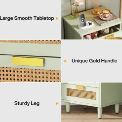 Tribesigns Nightstands*Wood Night Stand, 20-Inch Bedside Table Storage Cabinet with 3-Drawers