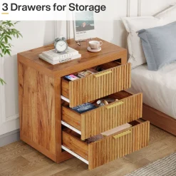 Tribesigns Nightstands*Wood Nightstand, 3 - Drawer Storage Cabinet End Table