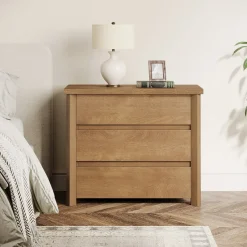 Tribesigns Nightstands*Wood Nightstand, Farmhouse Bedside Table with 3 Storage Drawers