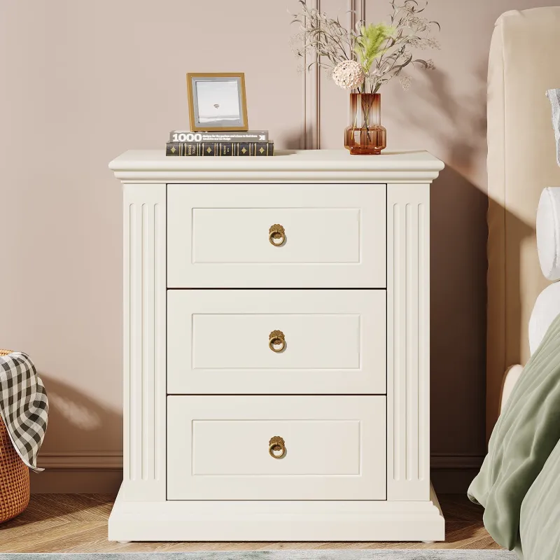 Tribesigns Nightstands*Wood Nightstand, Modern End Table Bedside Table with 3 storage Drawer